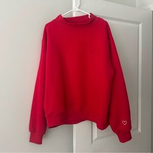 Parke Valentine’s Day Red Embossed Mockneck Sweatshirt NWT